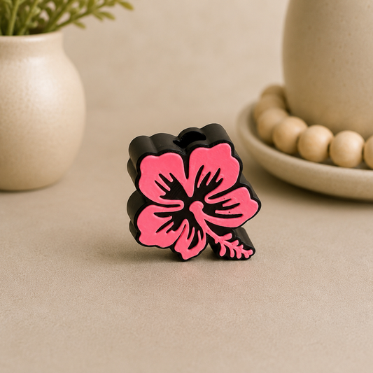 Pink Hibiscus Flower | 3D Printed Straw Topper