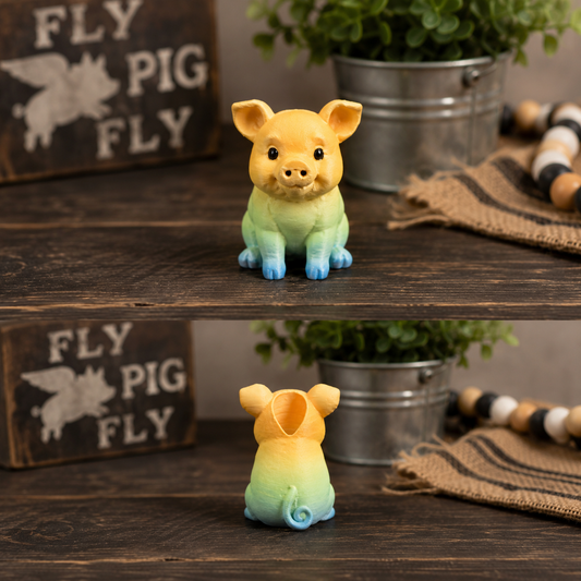 Rainbow Pig | 3D Printed Straw Topper