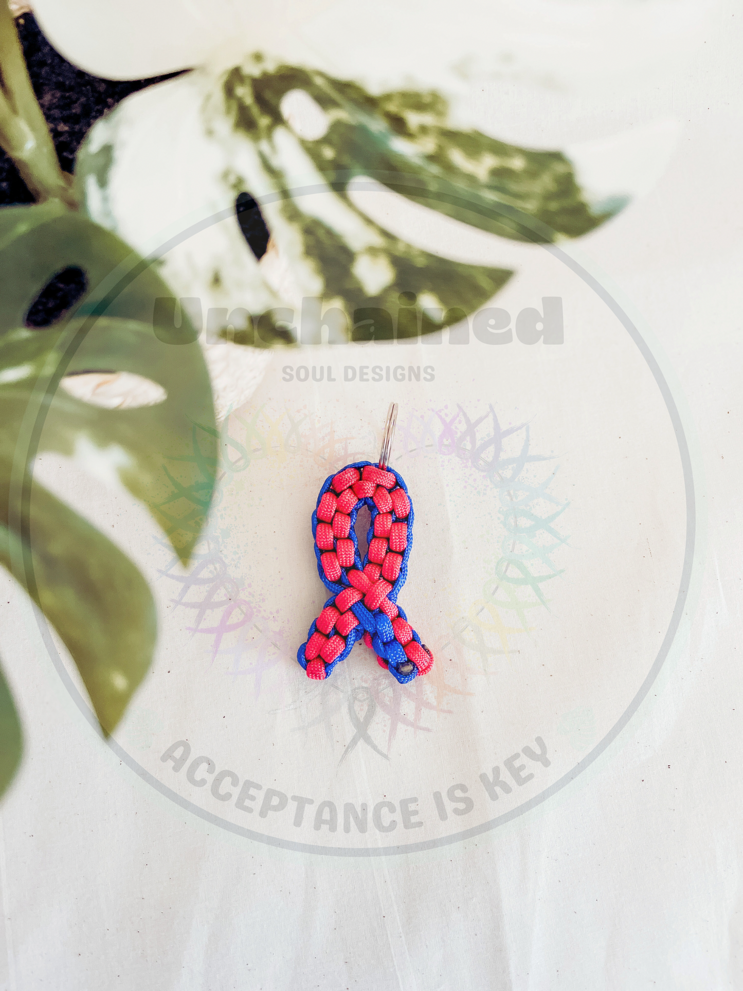 Pink and Blue Awareness Ribbon Keychain