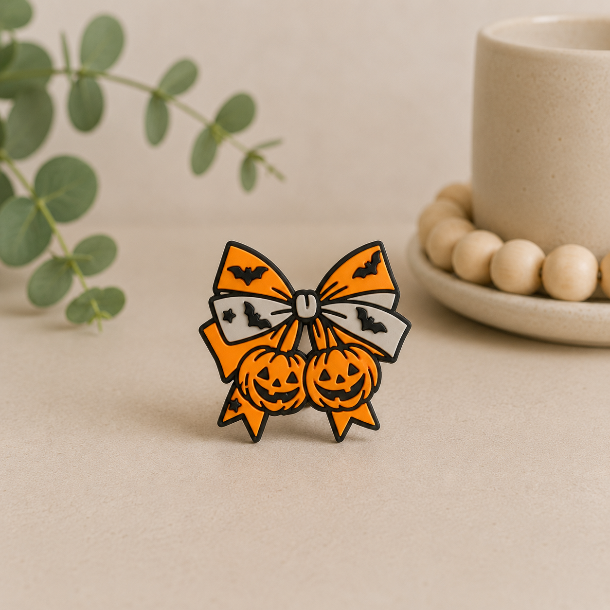 🎃 Halloween Pumpkin Bow | 3D Printed Straw Topper