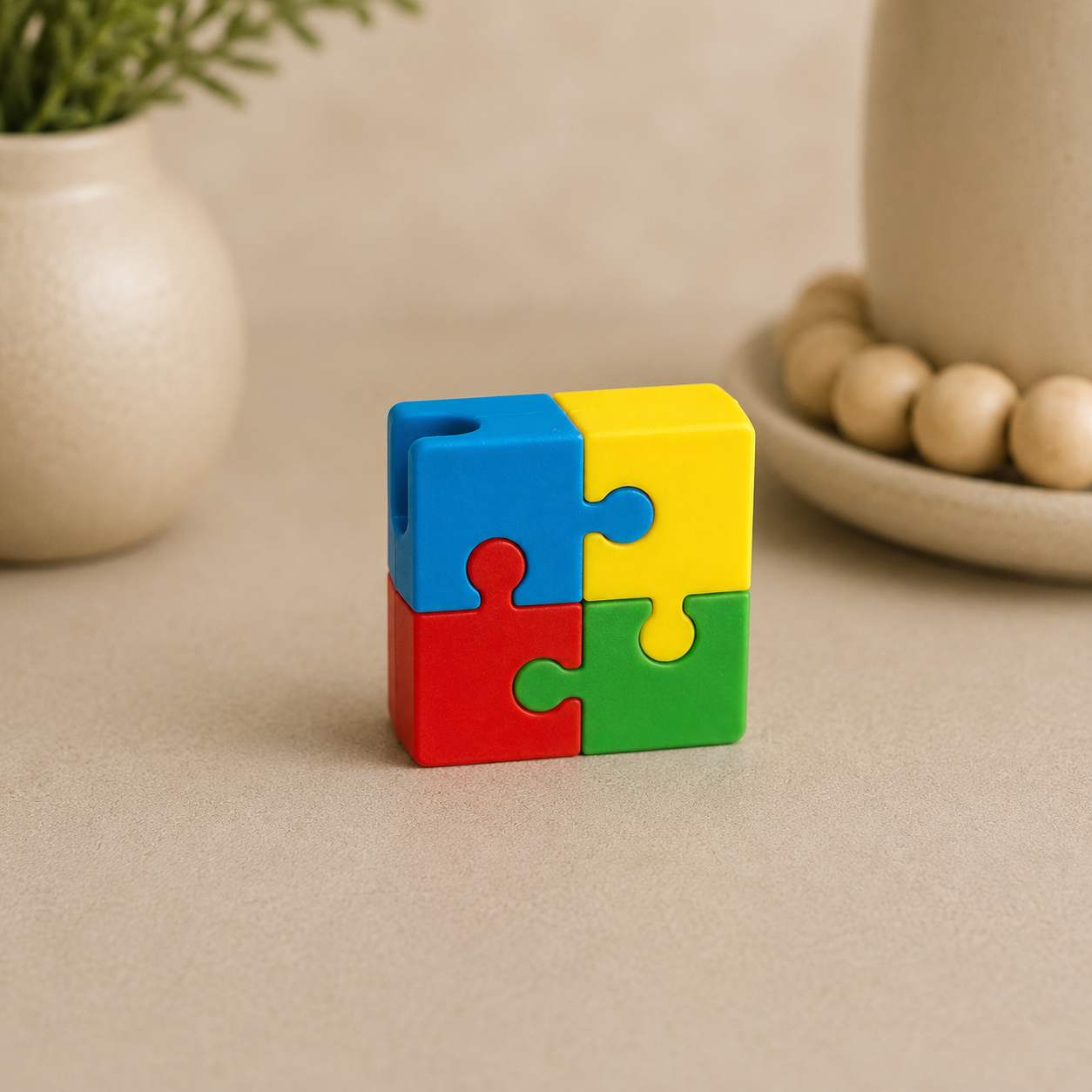 Interlocking Puzzle Cube | 3D Printed Straw Topper