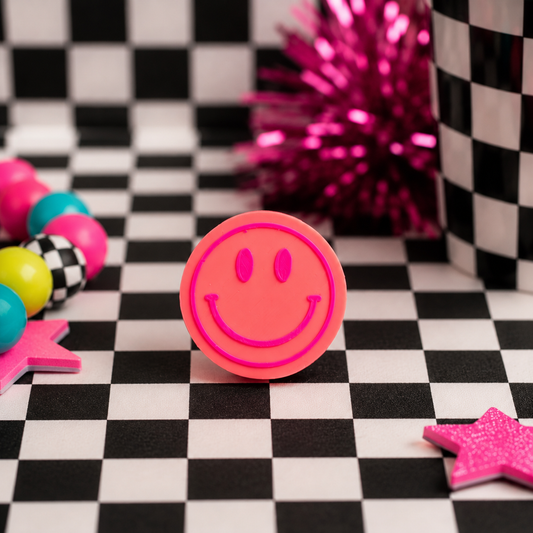Pink Smiley Face | 3D Straw Topper