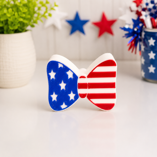 Stars & Stripes Bow Tie | 3D Straw Topper