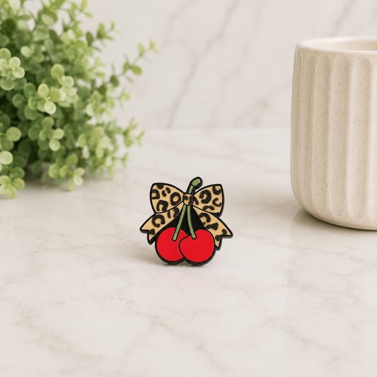 Cherries w/Leopard Bow | 3D Straw Topper 🍒