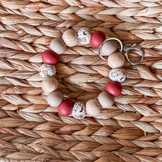 Cutesy Fall/Halloween Handmade Beaded Wristlet Keychain| Everyday Essential