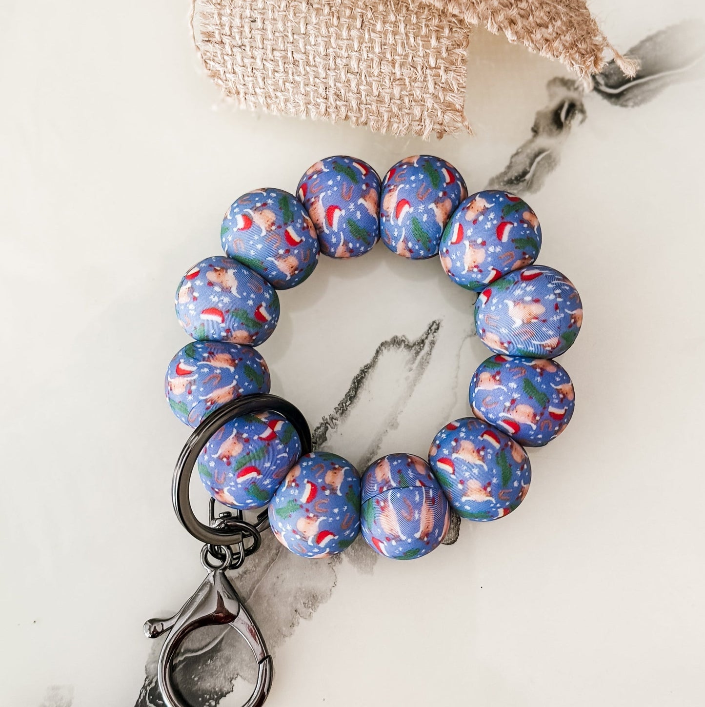 Mini Highland Christmas Handmade Beaded Wristlet Keychain| Everyday Essential