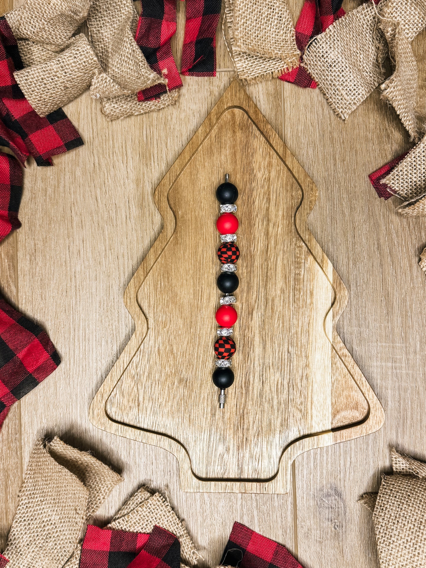 Green & Black Buffalo Plaid Cup Charm