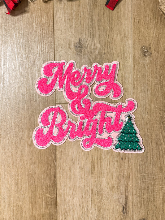 Pink Merry & Bright Chenille Patch