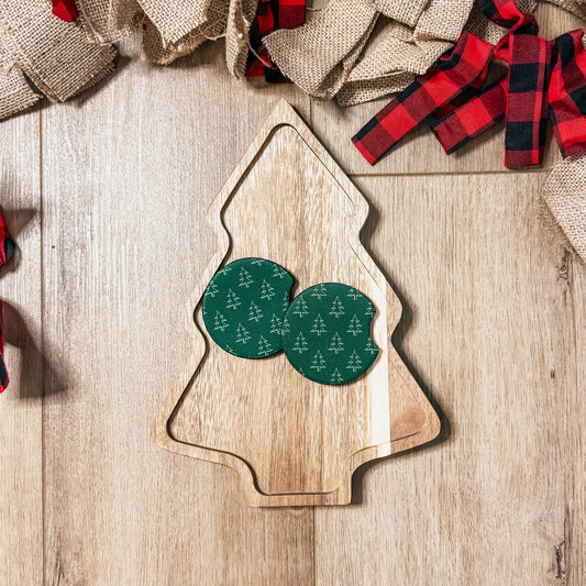 Green Christmas Trees Car Coasters