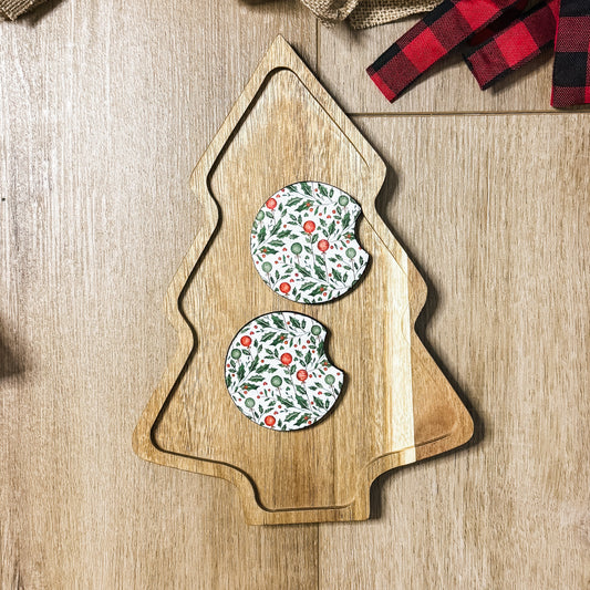 Christmas Floral Car Coasters