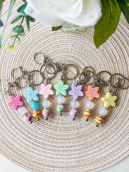 Island Bloom Flowers| Beaded Keychain