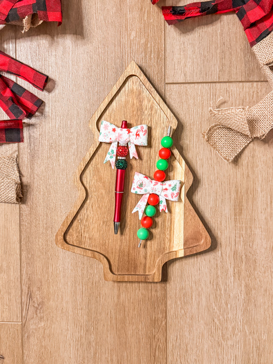 Christmas Bow Pen + Cup Charm