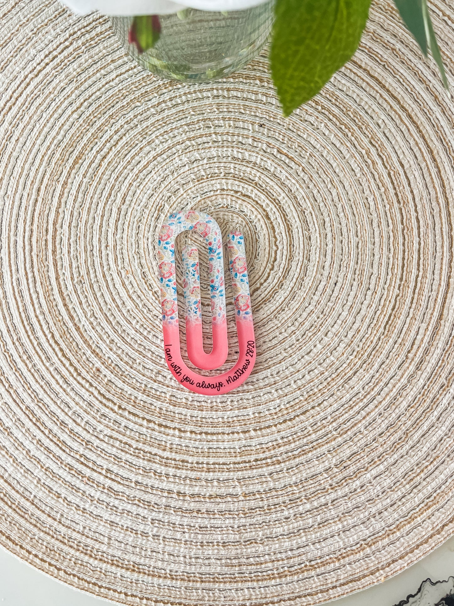 *NEW* Two Toned Floral with Verse-Jumbo Paperclip Bookmark| Set of 5