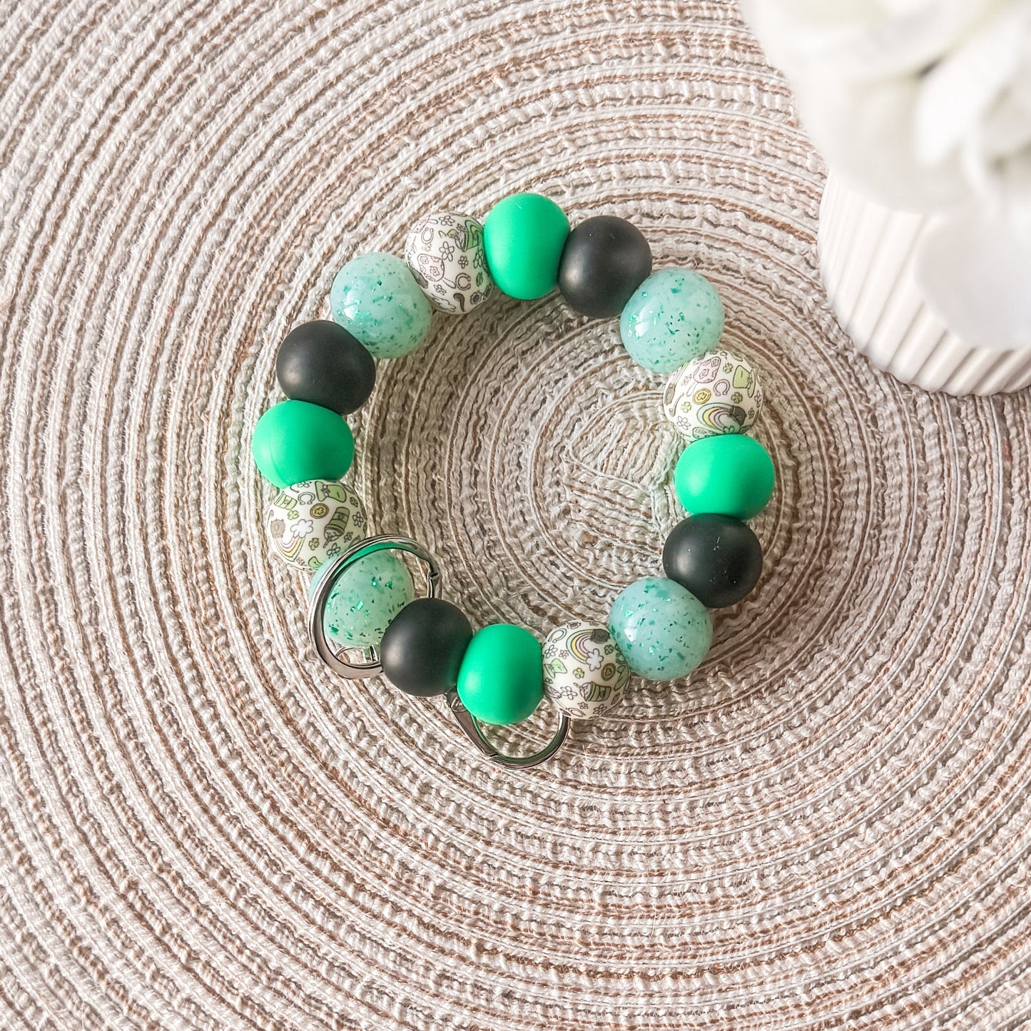 St. Patricks Day Inspired | Handmade Beaded Wristlet | Everyday Essential