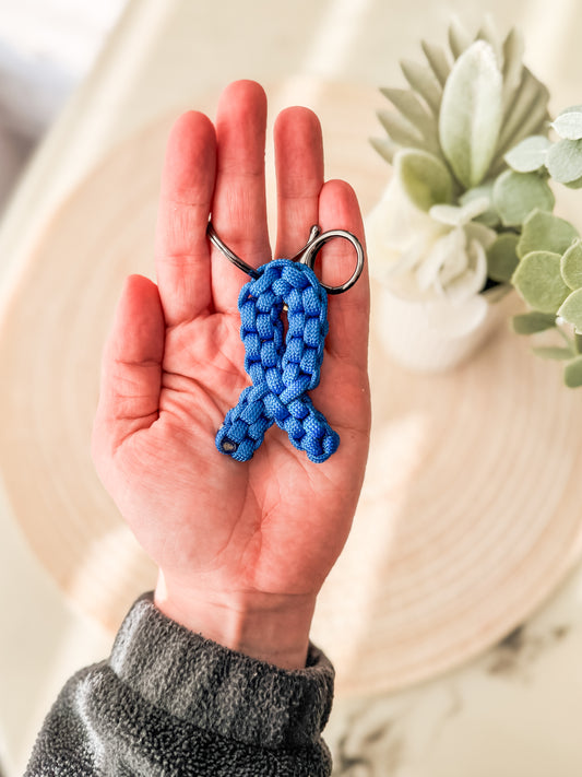 Royal Blue Paracord Awareness Ribbon Keychain