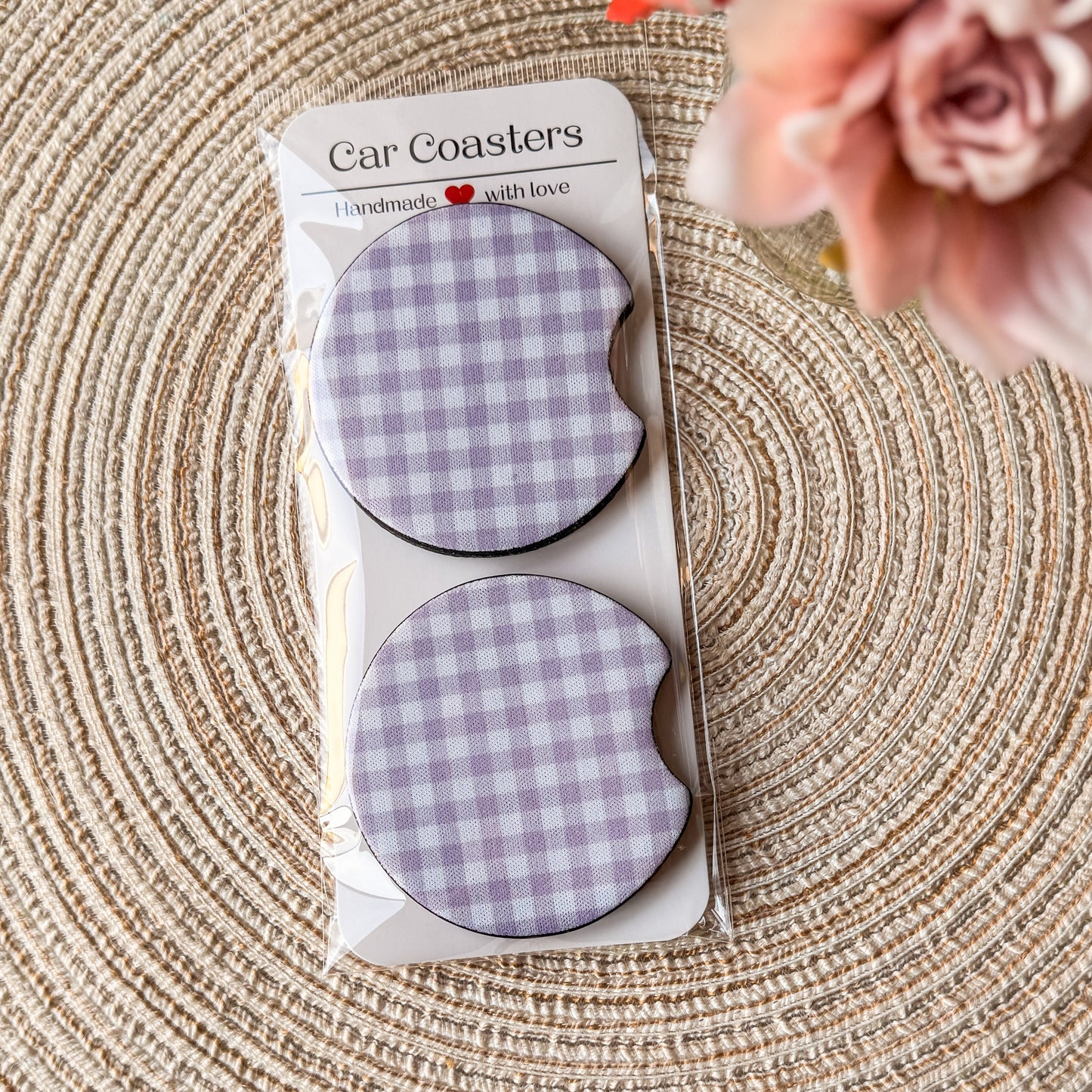Purple Checkered | Car Coasters