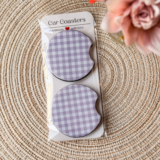 Purple Checkered | Car Coasters