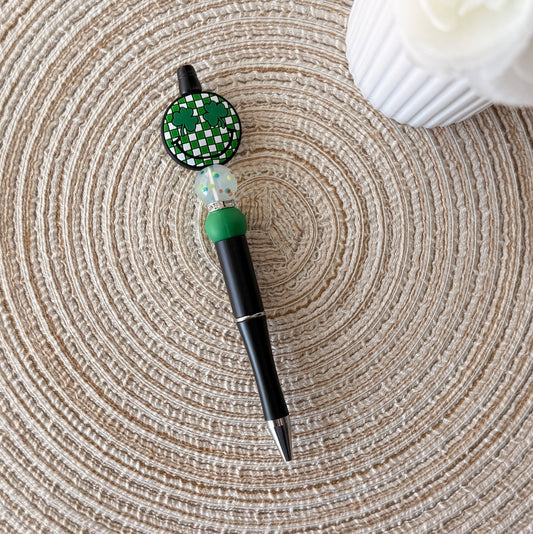 Smiley Clover | Handmade Beaded Pen
