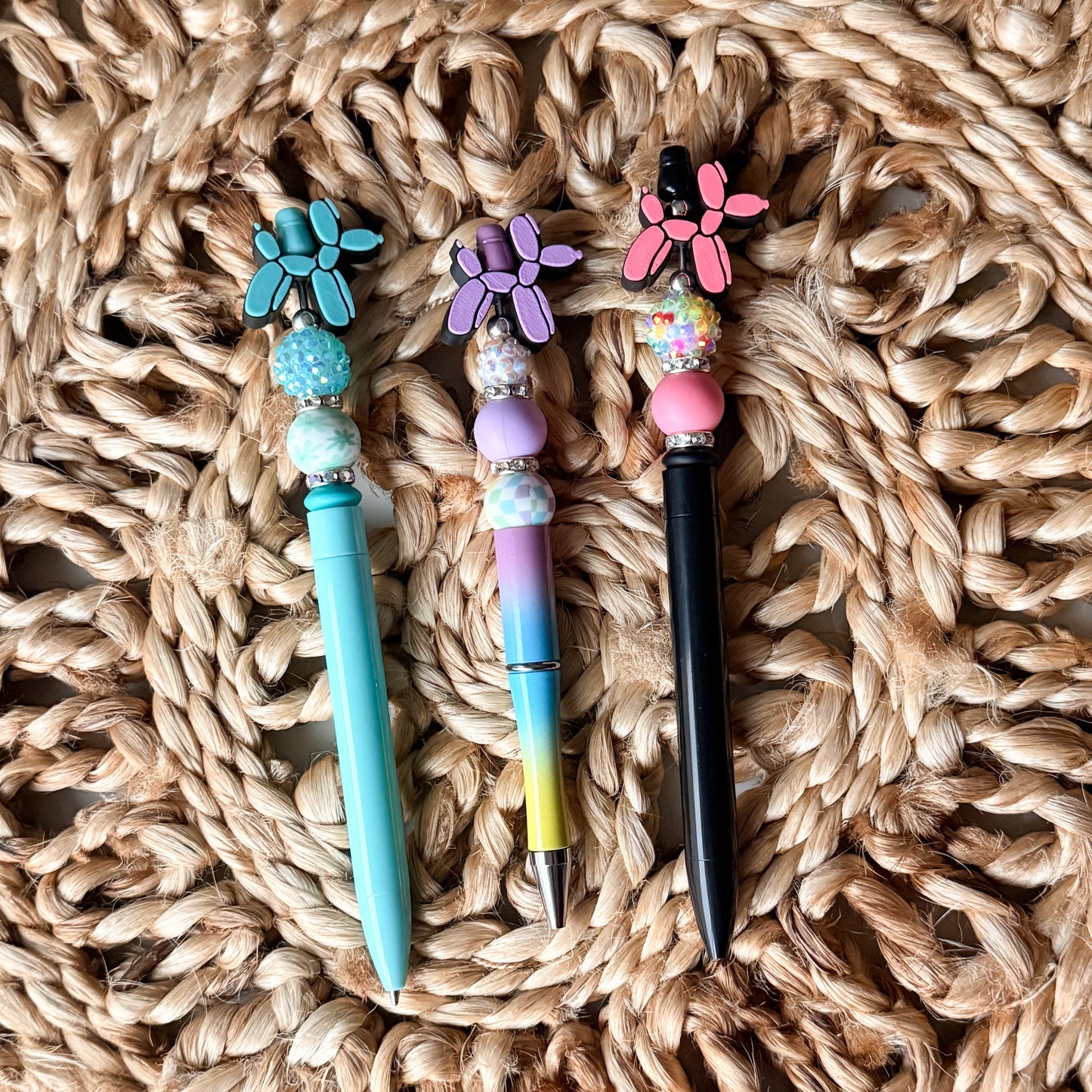 3D Printed Balloon Dog Focal Beaded Pens
