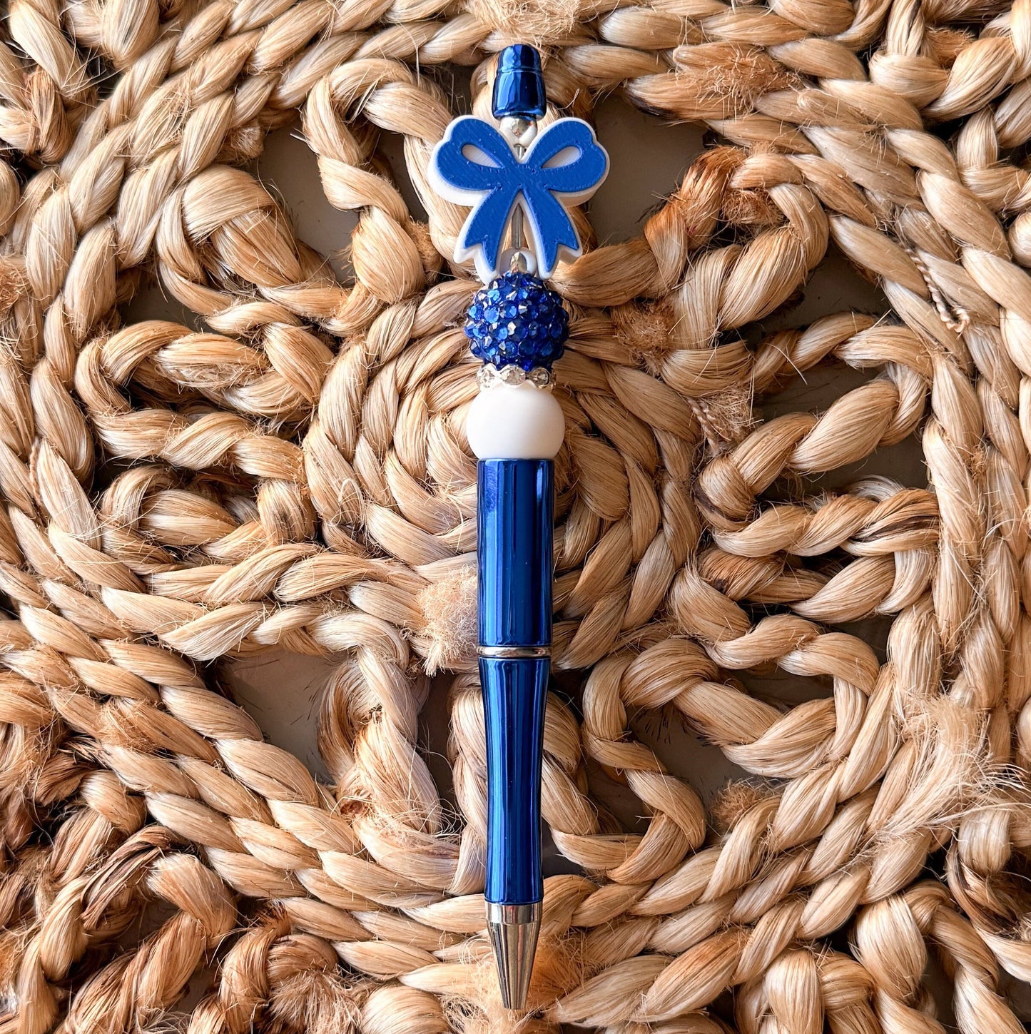 [3D] Blue Bow | Beadable Pen