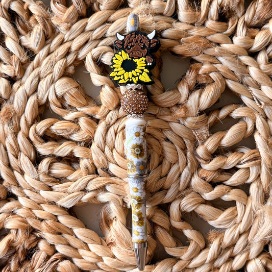 [3D] Cow with Sunflowers | Beadable Pen