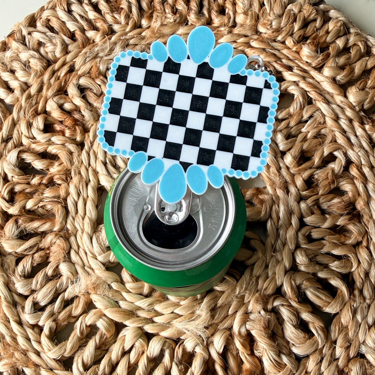 Checkered Western Concho | Pop Can Opener + Nail Saver