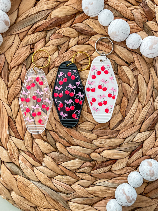 Pink Bows with Cherries |Motel Keychain