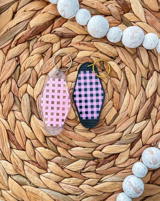 Pink Checkered |Motel Keychain