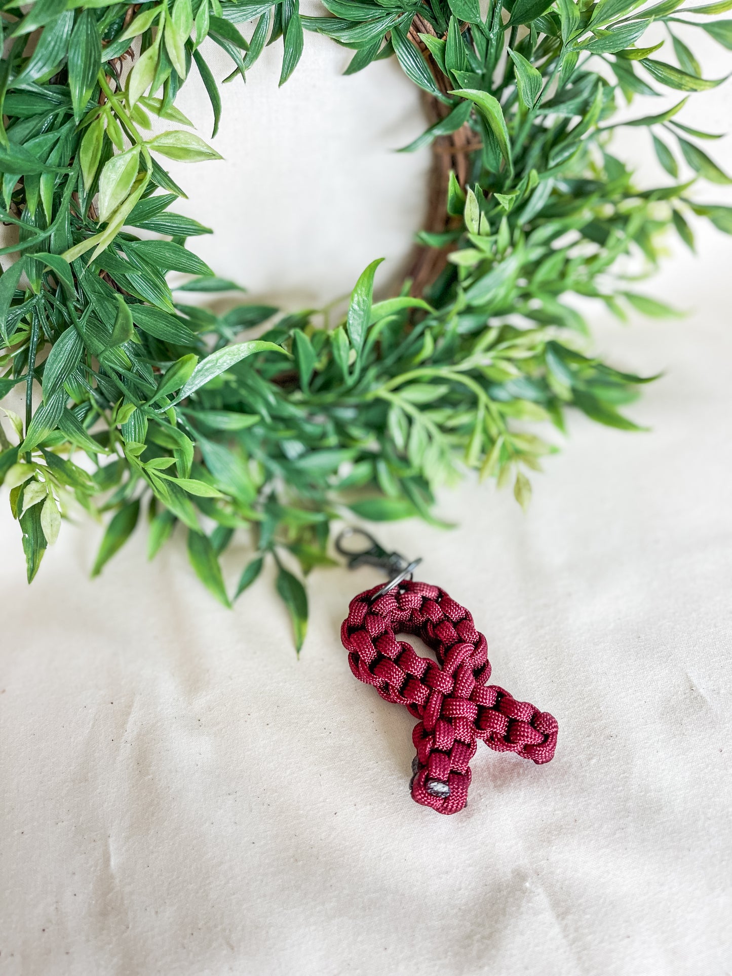 Burgundy Awareness Ribbon Keychain