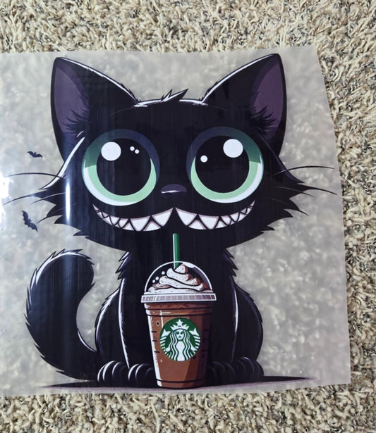 Black Cat with Coffee